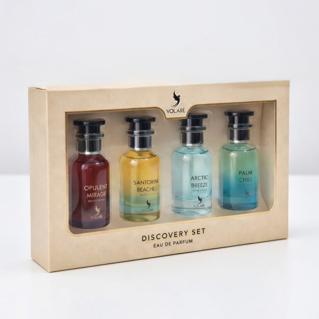 Volare Geschenkset 4x25ml Opulent Mirage Santorini Beaches Palm Chill Arctic Breeze Unisex