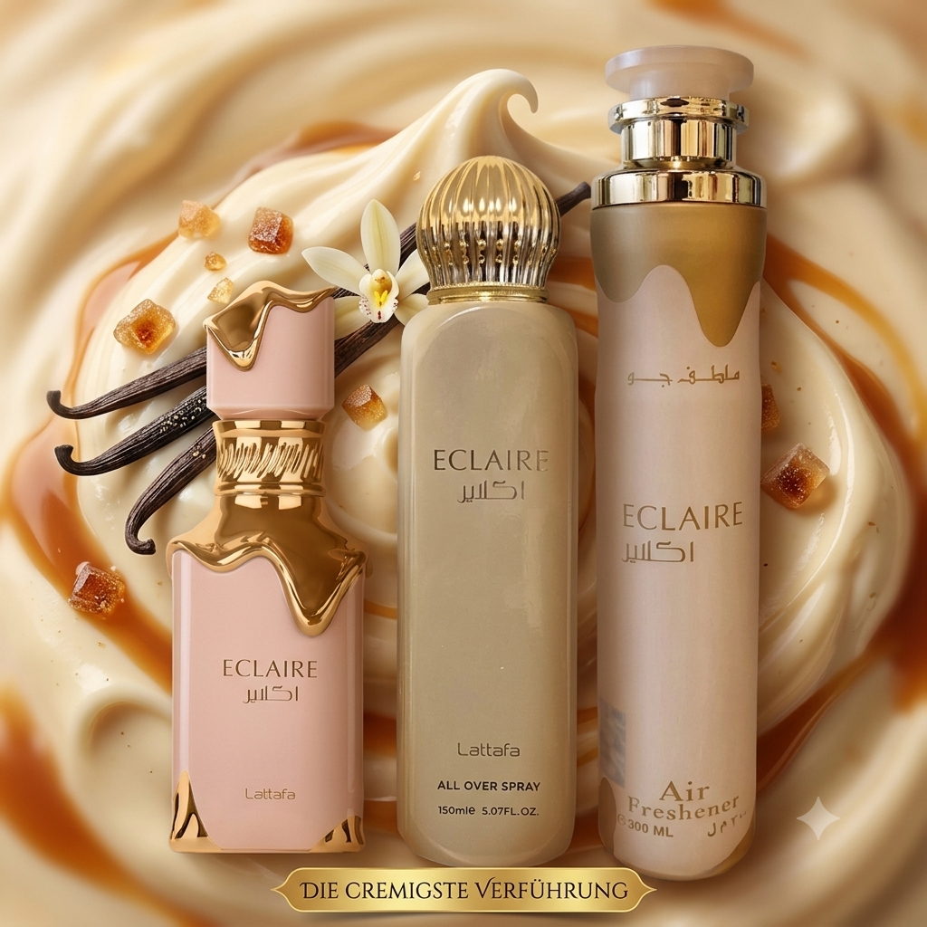 Lattafa Eclaire Set 100ml EDP + 150ml All Over Spray + 300ml Raumspray