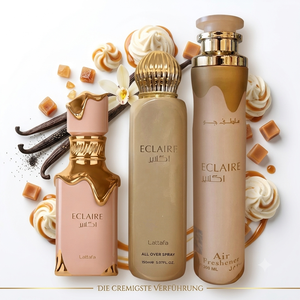Lattafa Eclaire Set 100ml EDP + 150ml All Over Spray + 300ml Raumspray