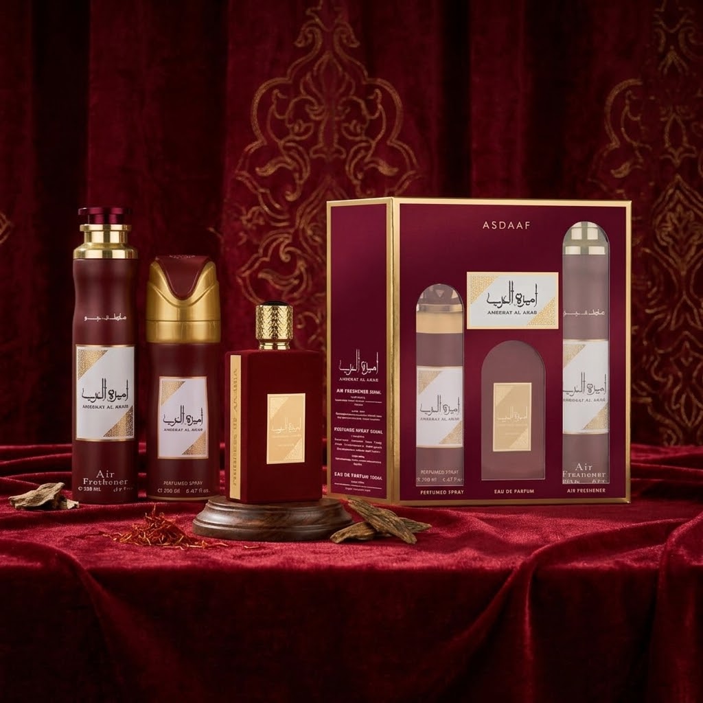 Lattafa Asdaaf Ameerat Al Arab – Geschenkset - 100ml EDP - Bodyspray - Raumspray Damen