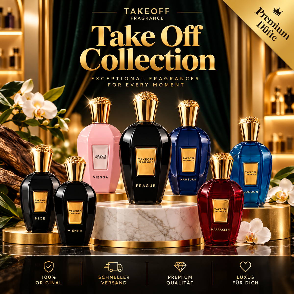 Take Off Collection Parfüms - Medellin - Nice - Düsseldorf - Vienna - Damen und Herren 100ml