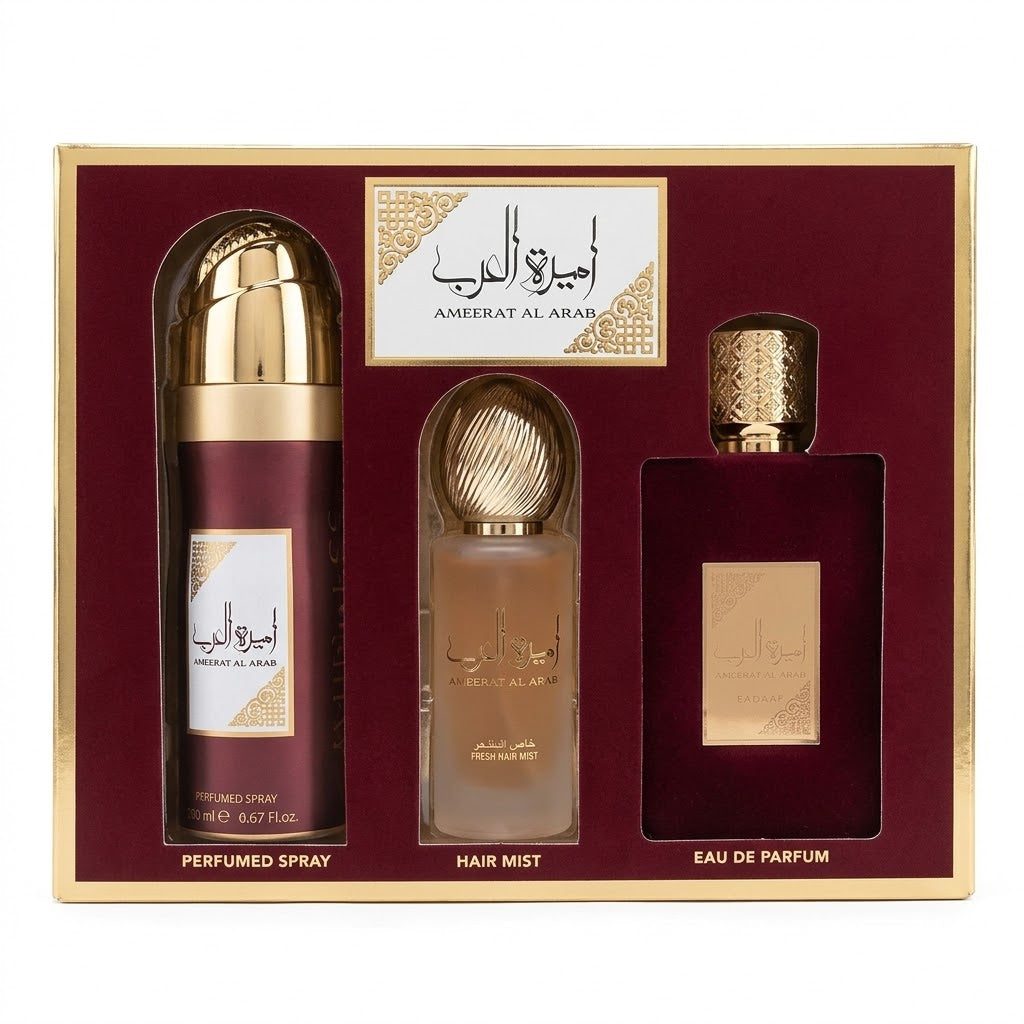 Lattafa Ameerat Al Arab Asdaaf Set -  Eau de Parfum 100ml - Haarspray - Deodorant - Damen